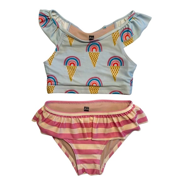 Tea Collection | Girl Blue & Purple Ice Cream Cone Tankini Swim Set Size 6 - Picture 1 of 11